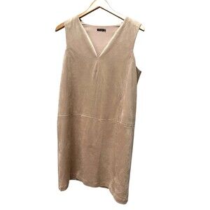 J. McLaughlin Tan Faux Suede V-Neck Dress Women's Sz M Soft Knee Length